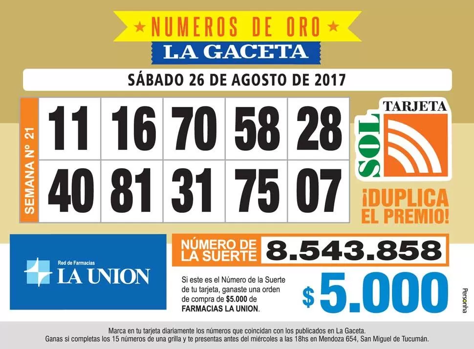 Los Números de Oro de LA GACETA