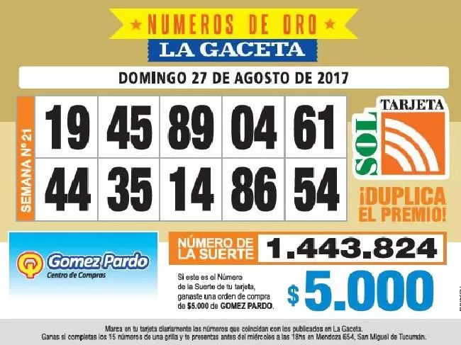 Los Números de Oro de LA GACETA