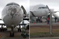 Una tormenta de granizo destrozó la trompa de un avión que aterrizó en Termas