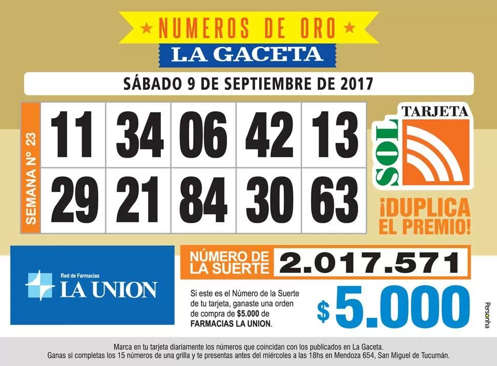 Los Números de Oro de LA GACETA