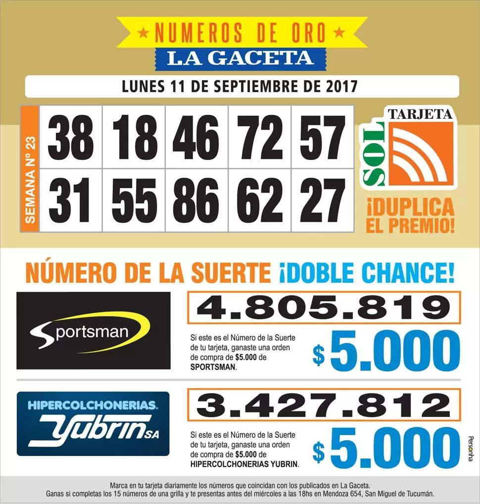 Los Números de Oro de LA GACETA