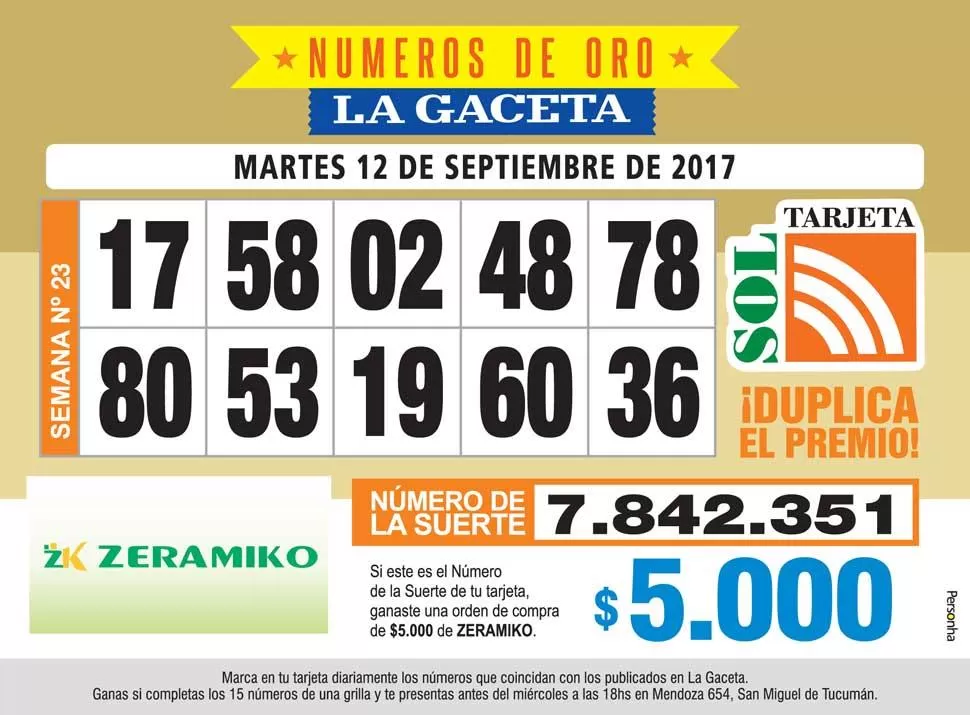 Los Números de Oro de LA GACETA