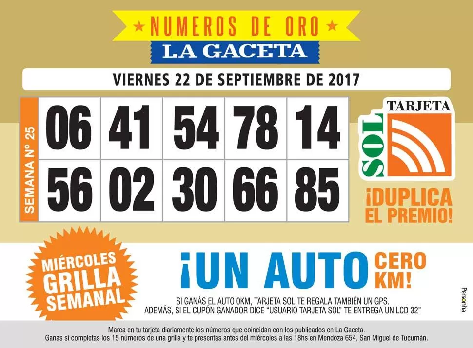 Los Números de Oro de LA GACETA