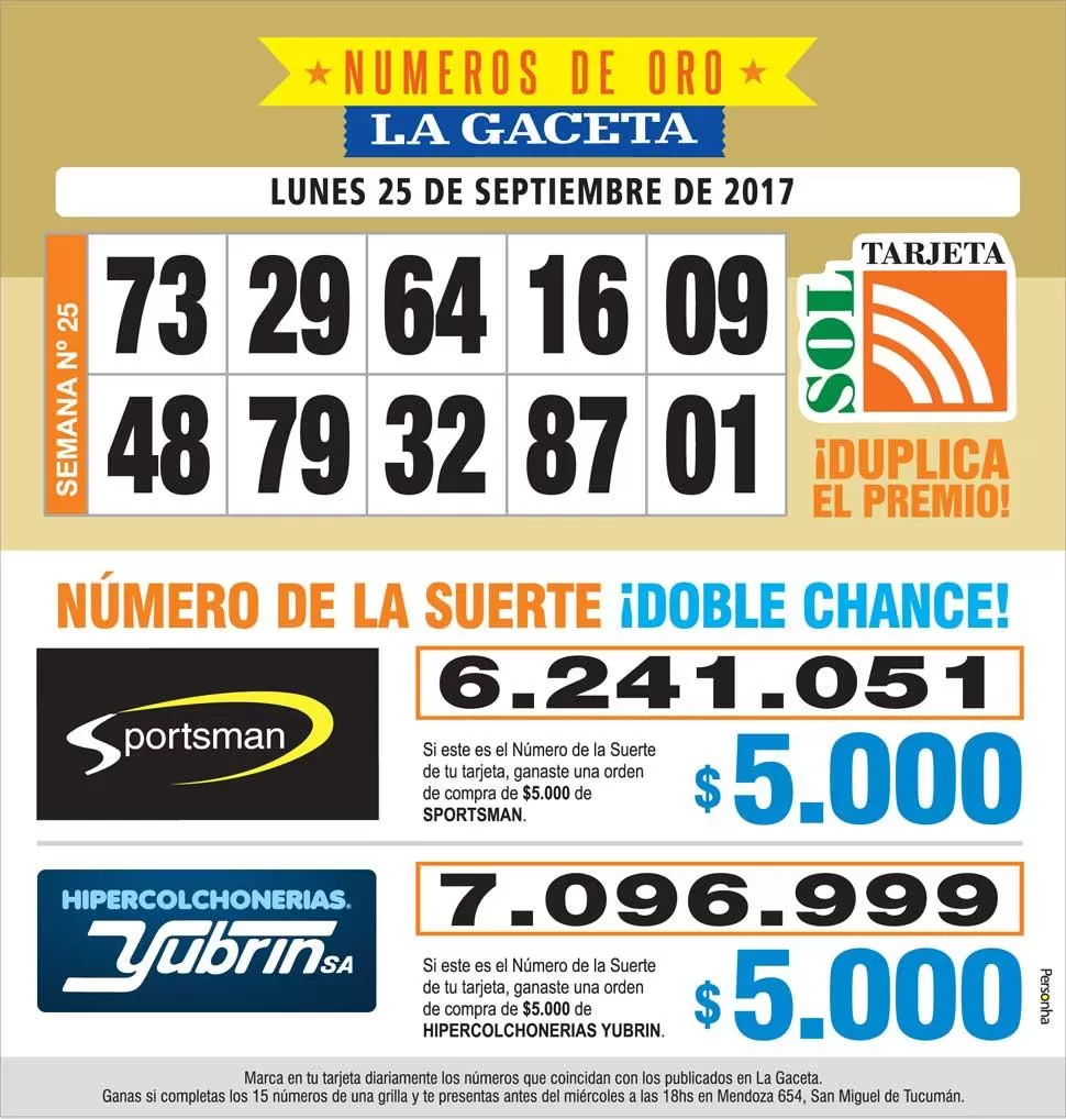 Los Números de Oro de LA GACETA