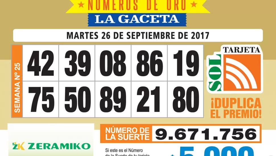 Los Números de Oro de LA GACETA