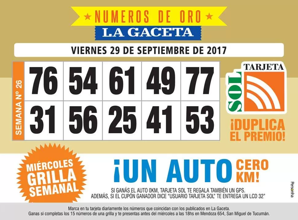 Los Números de Oro de LA GACETA