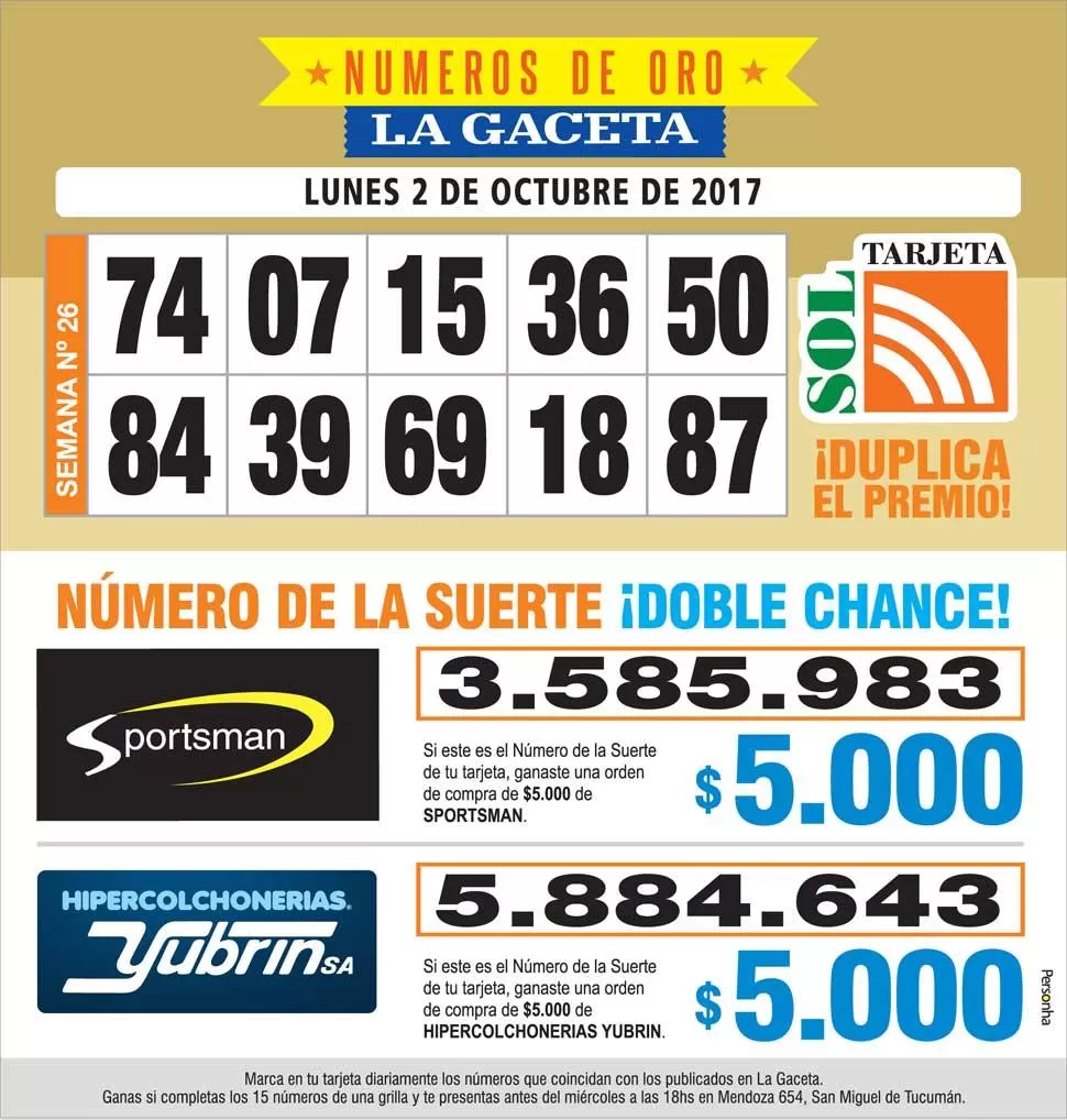 Los Números de Oro de LA GACETA