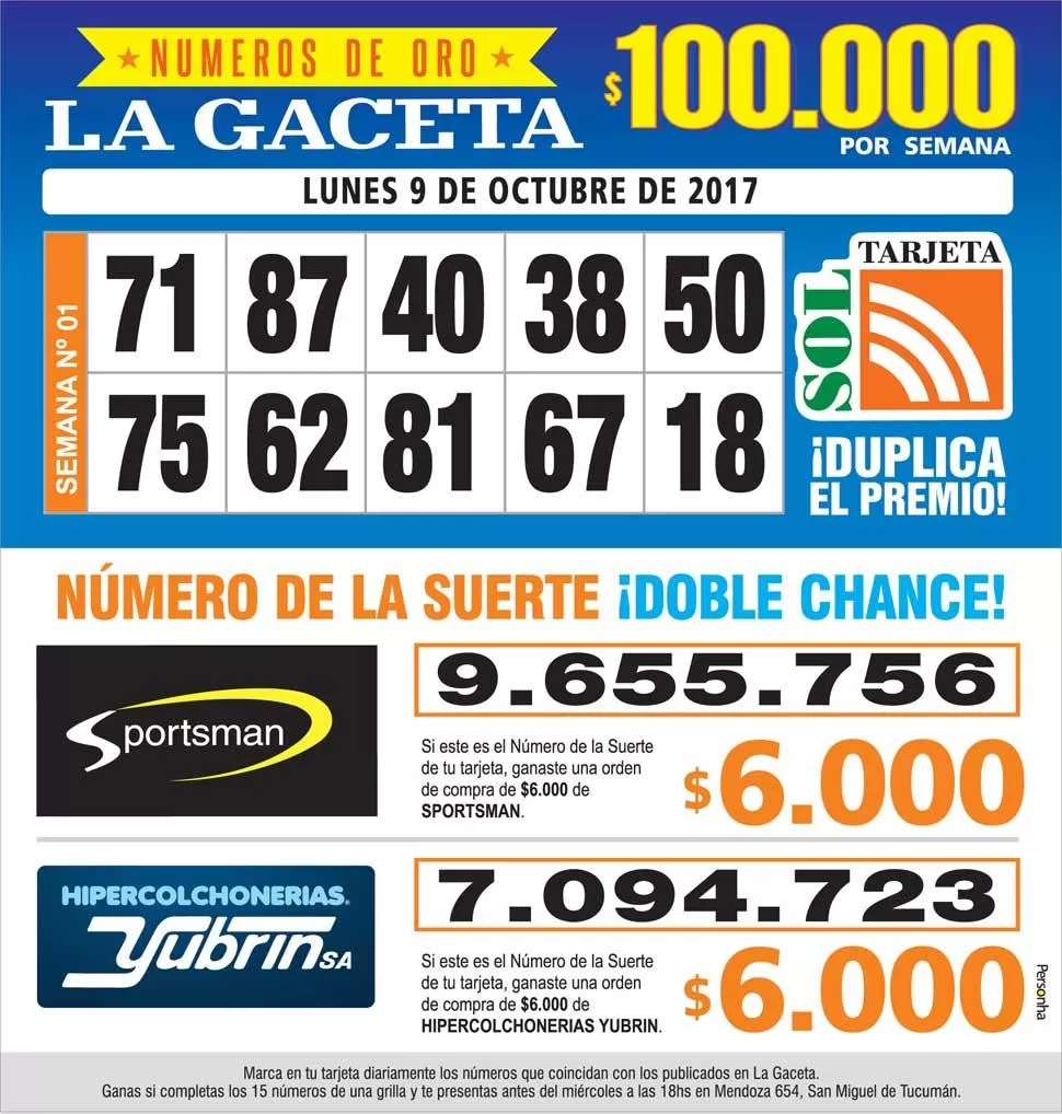 Los Números de Oro de LA GACETA