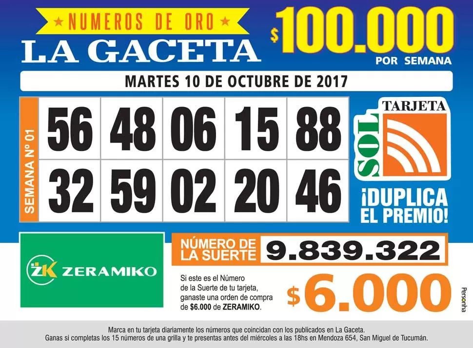 Los Números de Oro de LA GACETA