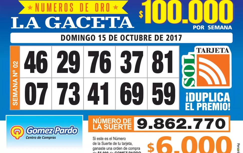 Los Números de Oro de LA GACETA