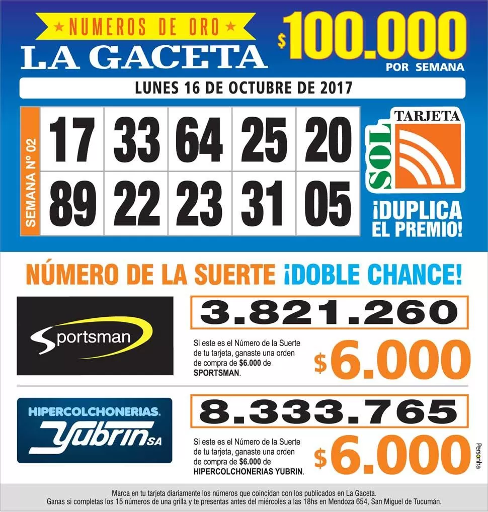 Los Números de Oro de LA GACETA