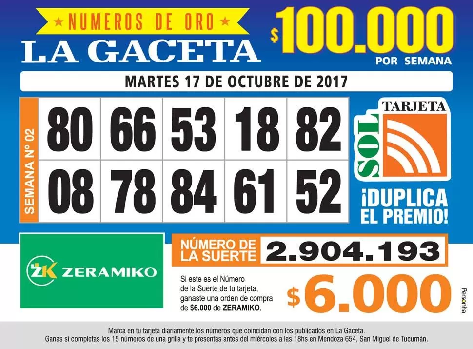 Los Números de Oro de LA GACETA