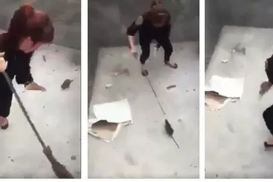 El viral de la semana: una joven es perseguida por una rata gigante