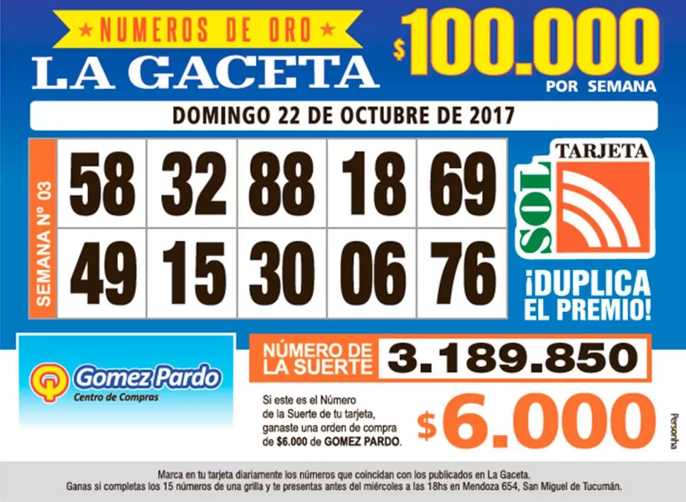 Los Números de Oro de LA GACETA