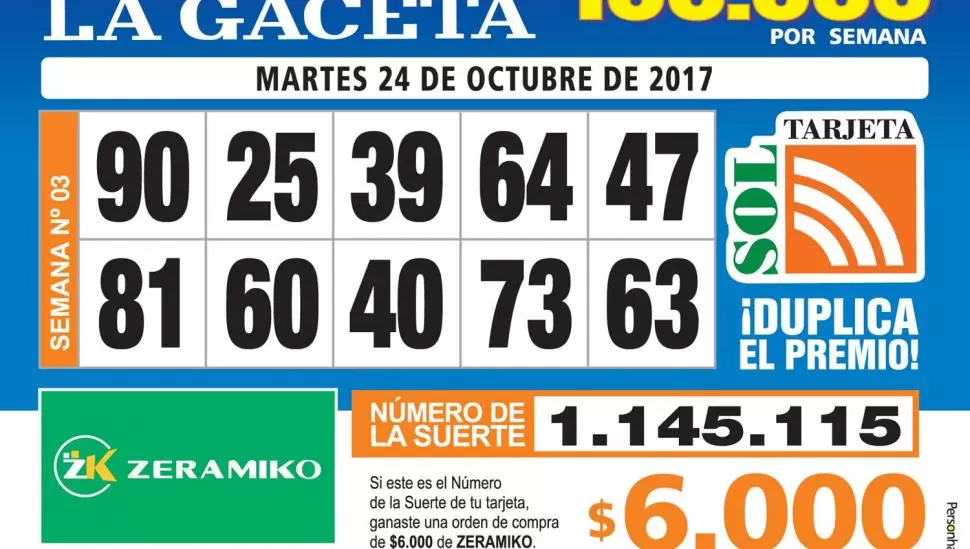 Los Números de Oro de LA GACETA