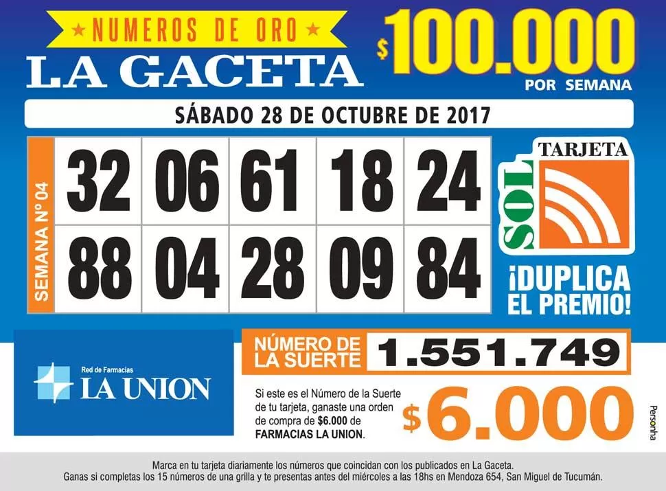 Los Números de Oro de LA GACETA