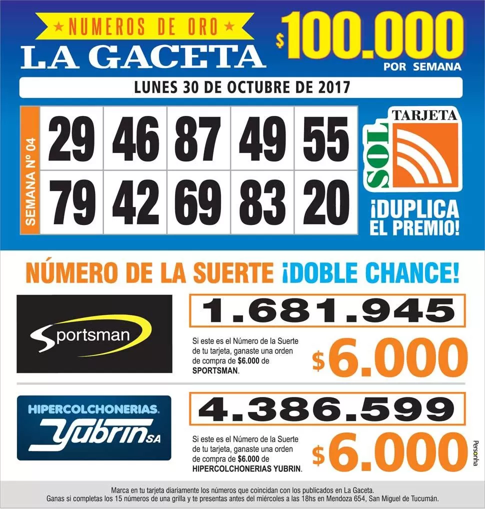 Los Números de Oro de LA GACETA