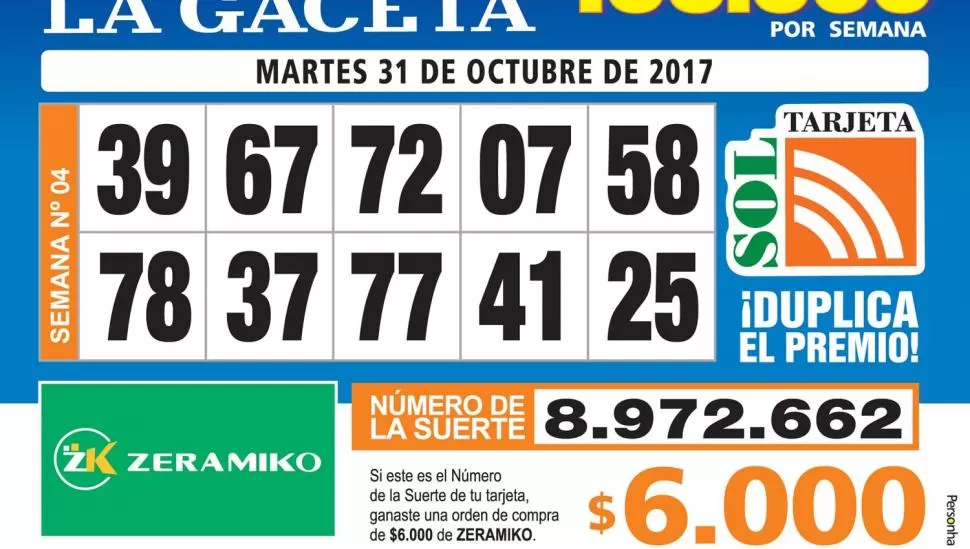 Los Números de Oro de LA GACETA