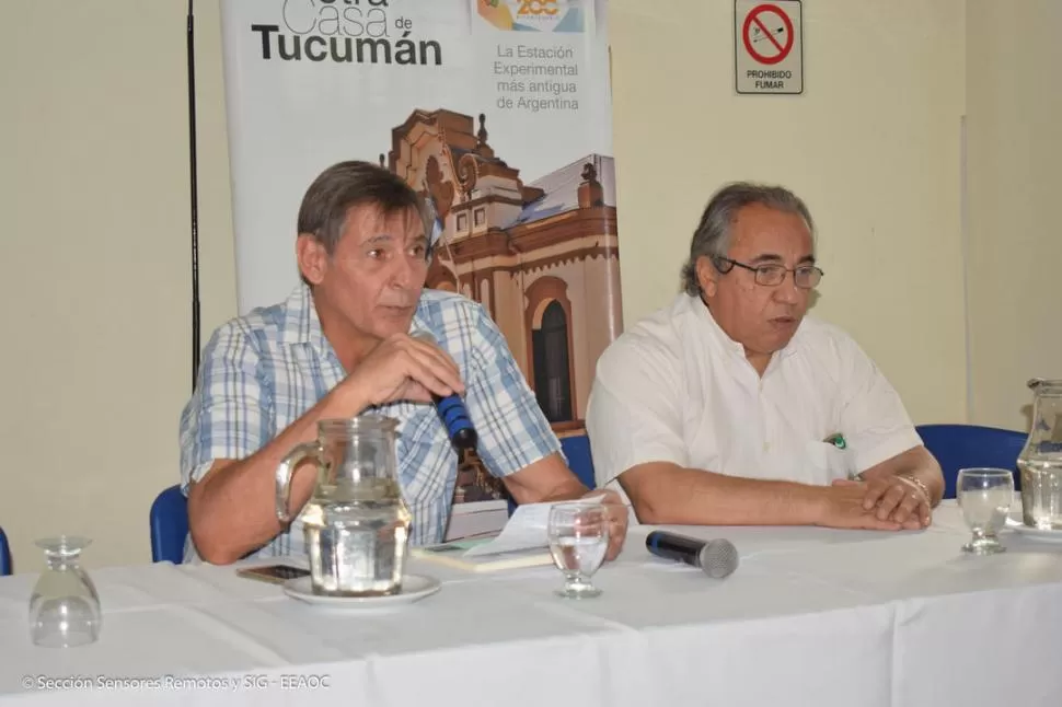 ESPECIALISTAS. Devani y Gamboa, de izquierda a derecha,  presentaron las principales conclusiones que dejó el XVII Taller de Híbridos de Maíz de la Eeaoc. 