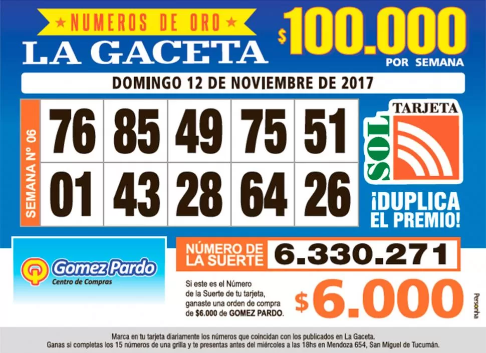 Los Números de Oro de LA GACETA