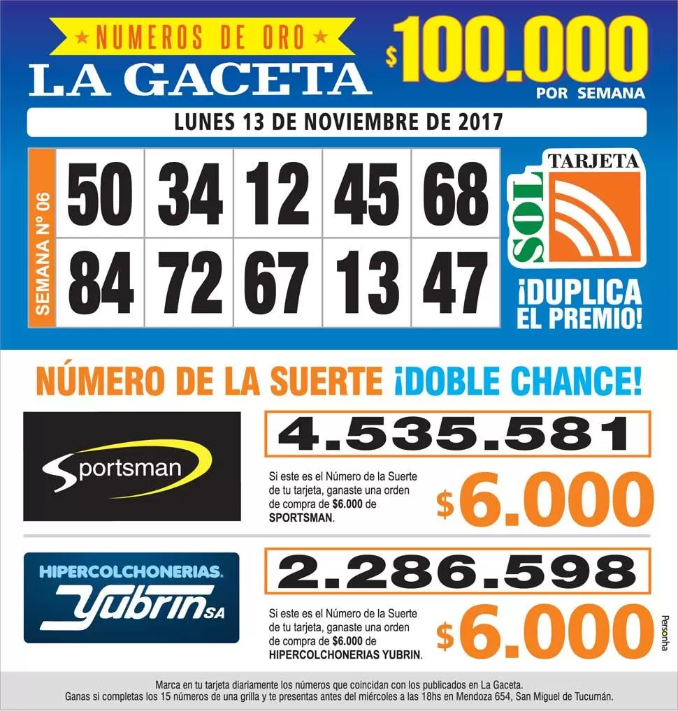 Los Números de Oro de LA GACETA