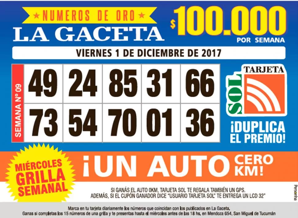 Los Números de Oro de LA GACETA