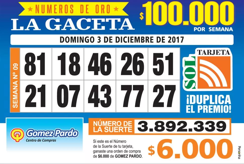 Los Números de Oro de LA GACETA