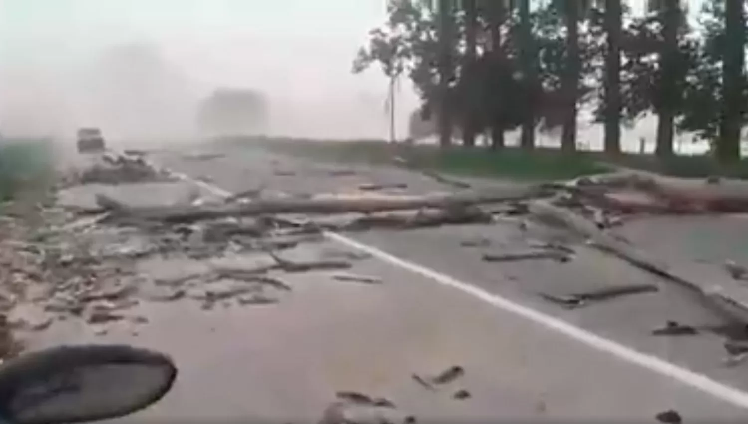Polvareda, troncos sobre la ruta y desolación: el impactante video filmado en La Invernada