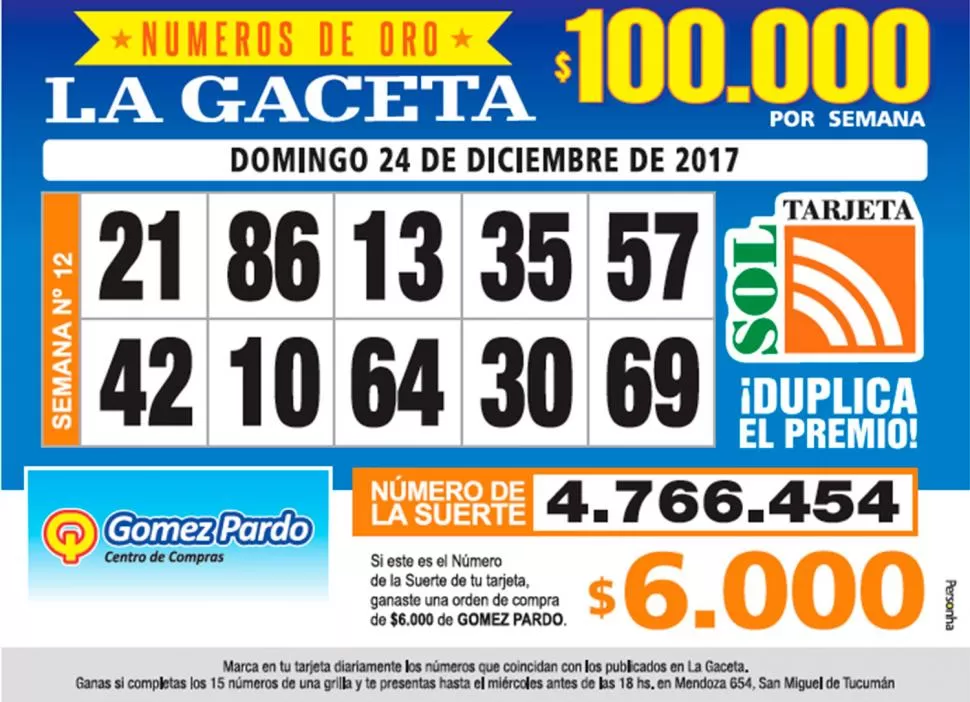 Los Números de Oro de LA GACETA