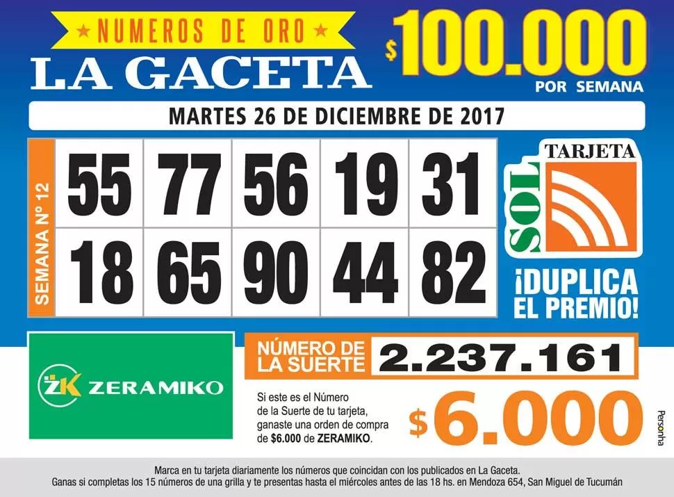 Los Números de Oro de LA GACETA