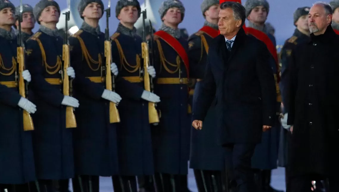 Mauricio Macri recién llegado a Moscú, Rusia. Foto de DPA