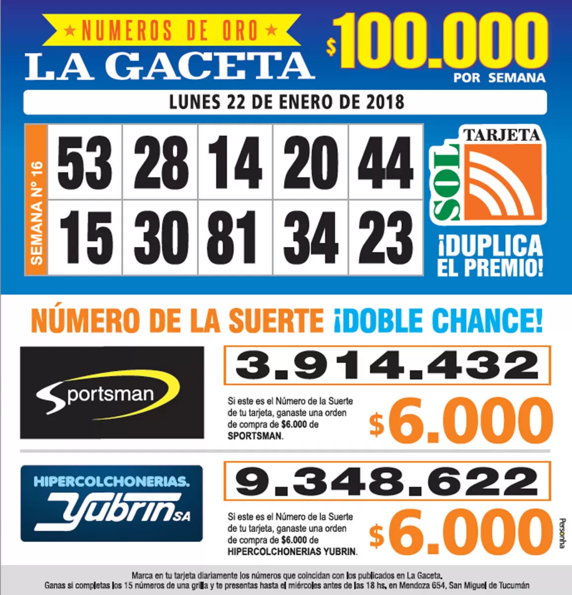 Los Números de Oro de LA GACETA