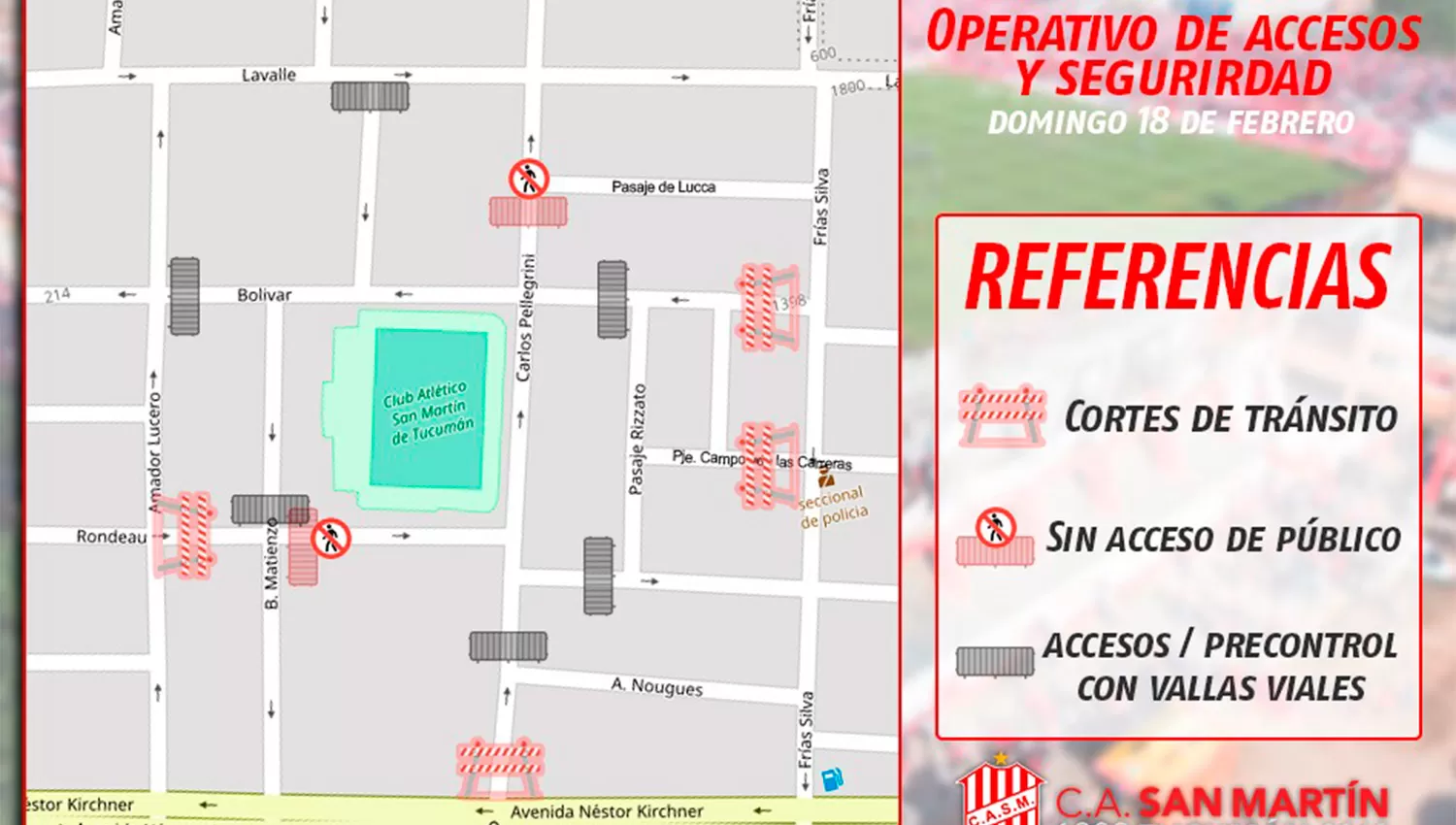 CROQUIS PARA INGRESAR AL ESTADIO DE SAN MARTÍN