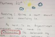 El sobrino del turista apuñalado en La Boca eligió a Luis Chocobar como “su héroe” para una tarea del colegio