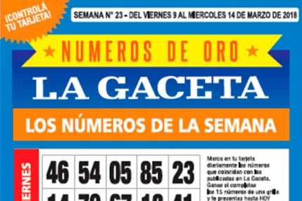 La grilla completa de los Números de Oro de LA GACETA