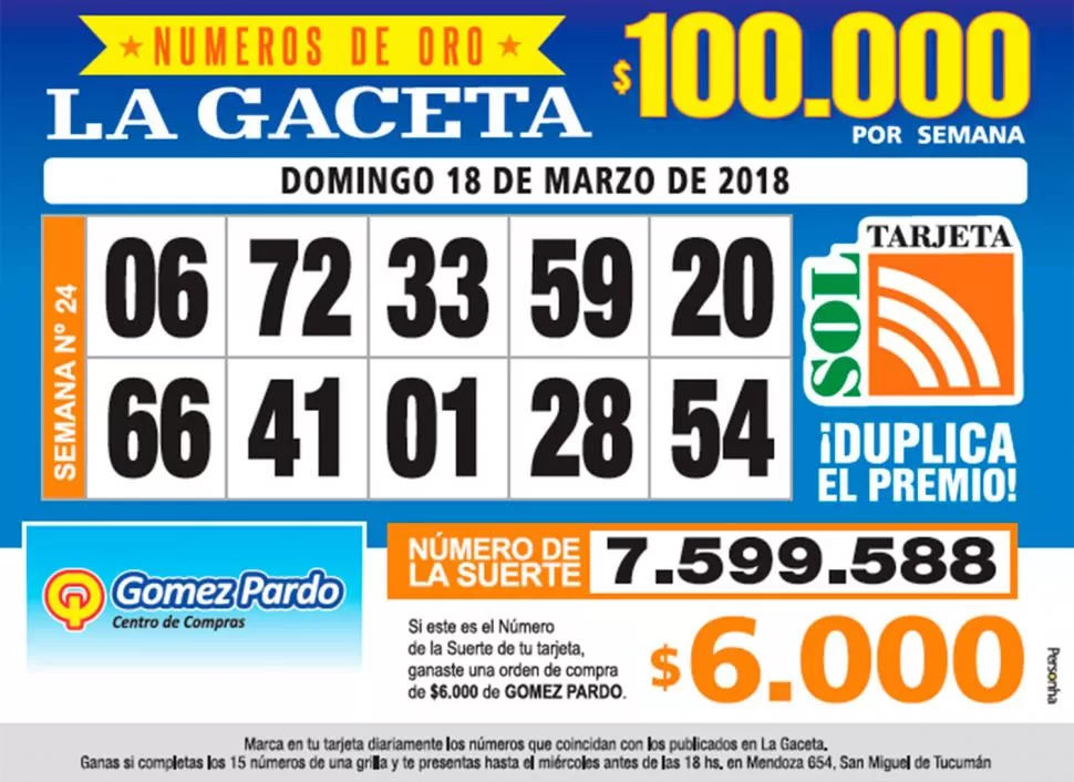 Los Números de Oro de LA GACETA