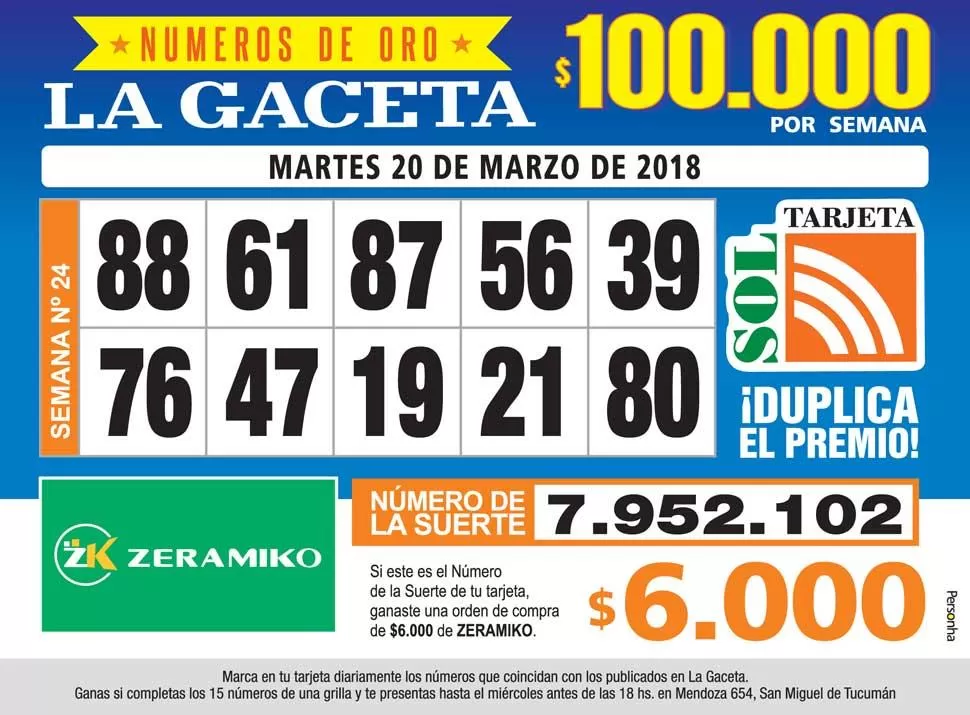 Los Números de Oro de LA GACETA