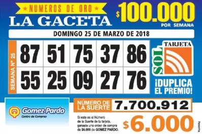 Los Números de Oro de LA GACETA