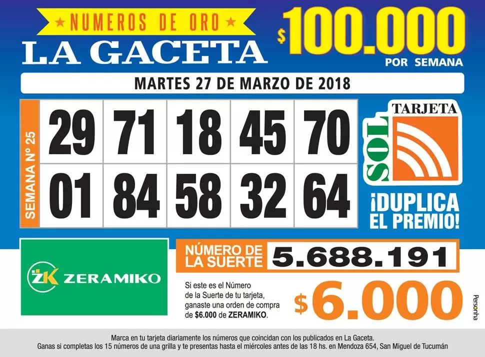 Los Números de Oro de LA GACETA