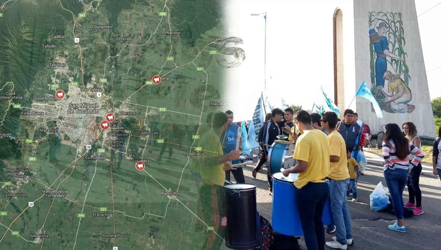 EN EL PUENTE LUCAS CÓRDOBA. Los manifestantes se apostaron sobre la avenida Benjamín Aráoz, impidiendo cruzar hacia Banda del Río Salí. FOTO TOMADA DE TWITTER.COM/BARRIOSDEPIETUC