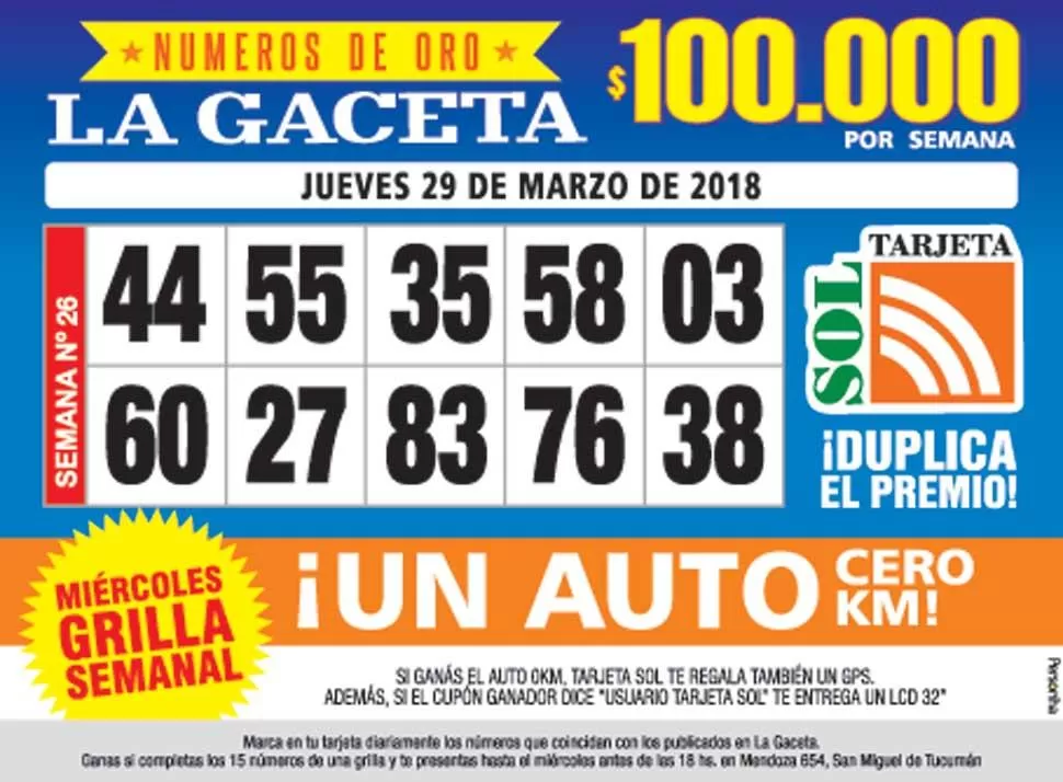 Los Números de Oro de LA GACETA