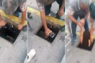 Insólito: se metió a una alcantarilla de Barrio Norte para recuperar su celular y todo quedó filmado