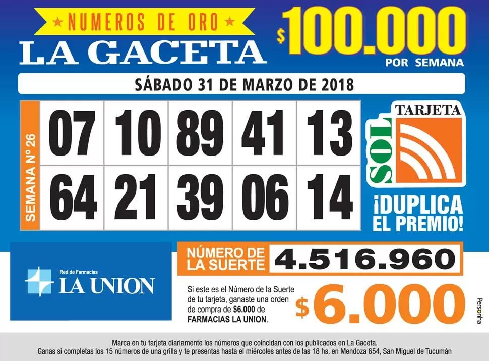 Los Números de Oro de LA GACETA