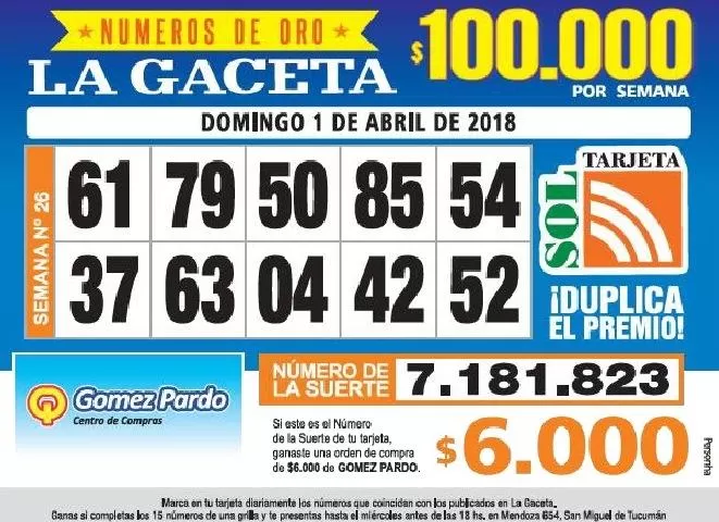 Los Números de Oro de LA GACETA