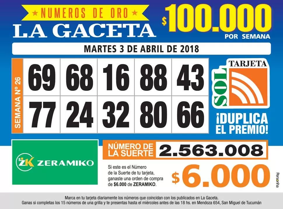 Los Números de Oro de LA GACETA