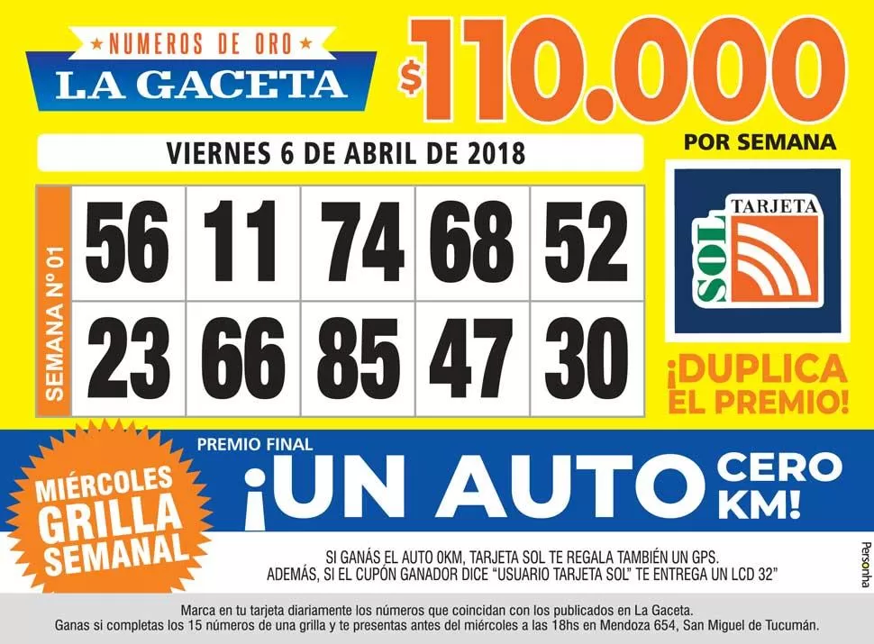 Los Números de Oro de LA GACETA