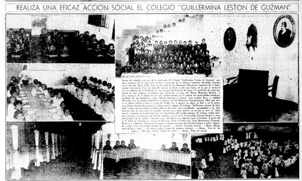 EN 1938. Con apenas un año de vida. A la izquierda, el comedor infantil, el de las internas y los dormitorios. Arriba y abajo, fotos de las alumnas. A la derecha, la recepción y el patio.  