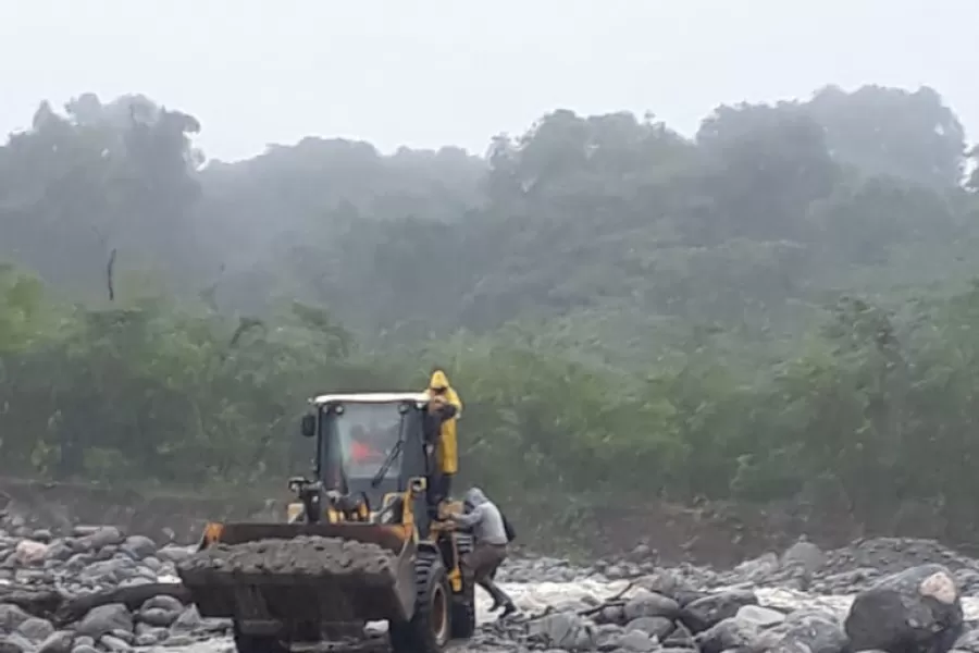 La máquina que se utilizó para rescatar a los empleados de la finca.