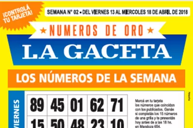 La grilla completa de los Números de Oro de LA GACETA