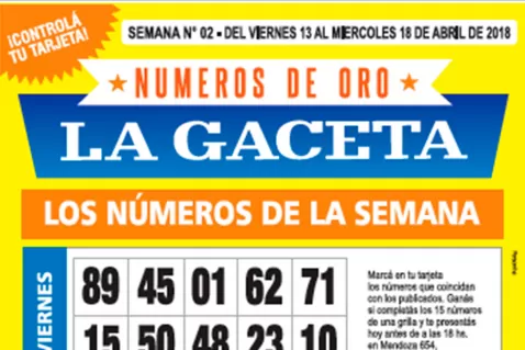La grilla completa de los Números de Oro de LA GACETA